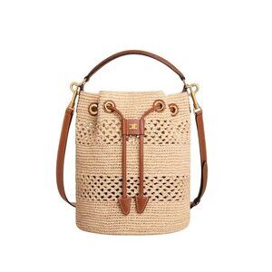 CELINE Clara Classic Panier in Raffia and Calfskin